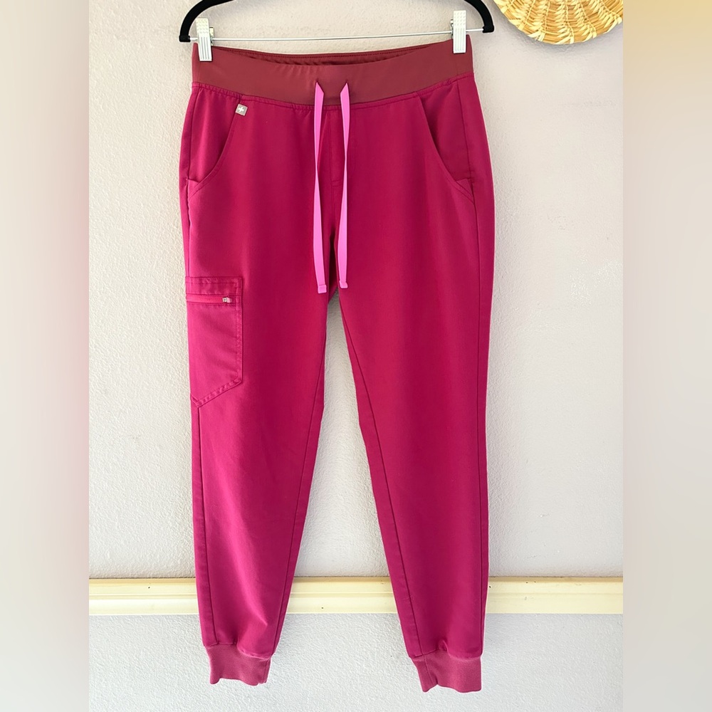 Figs Women's Magenta Track Joggers with Pink Drawstring